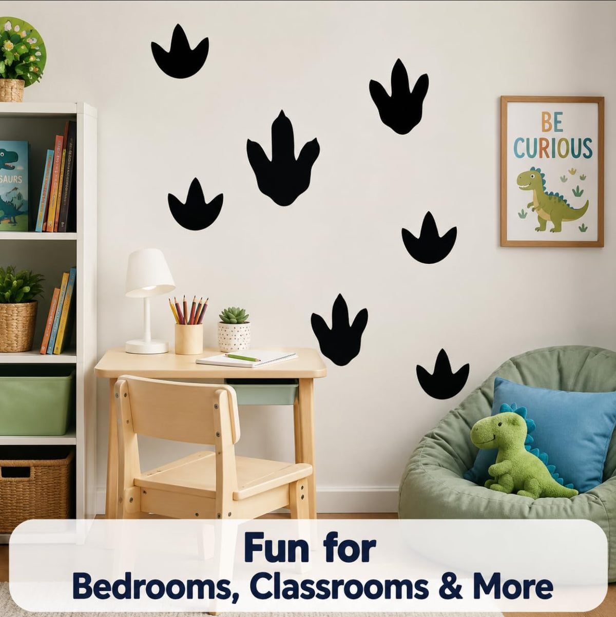 Side angle view showing thin profile and matte finish of vinyl wall decals