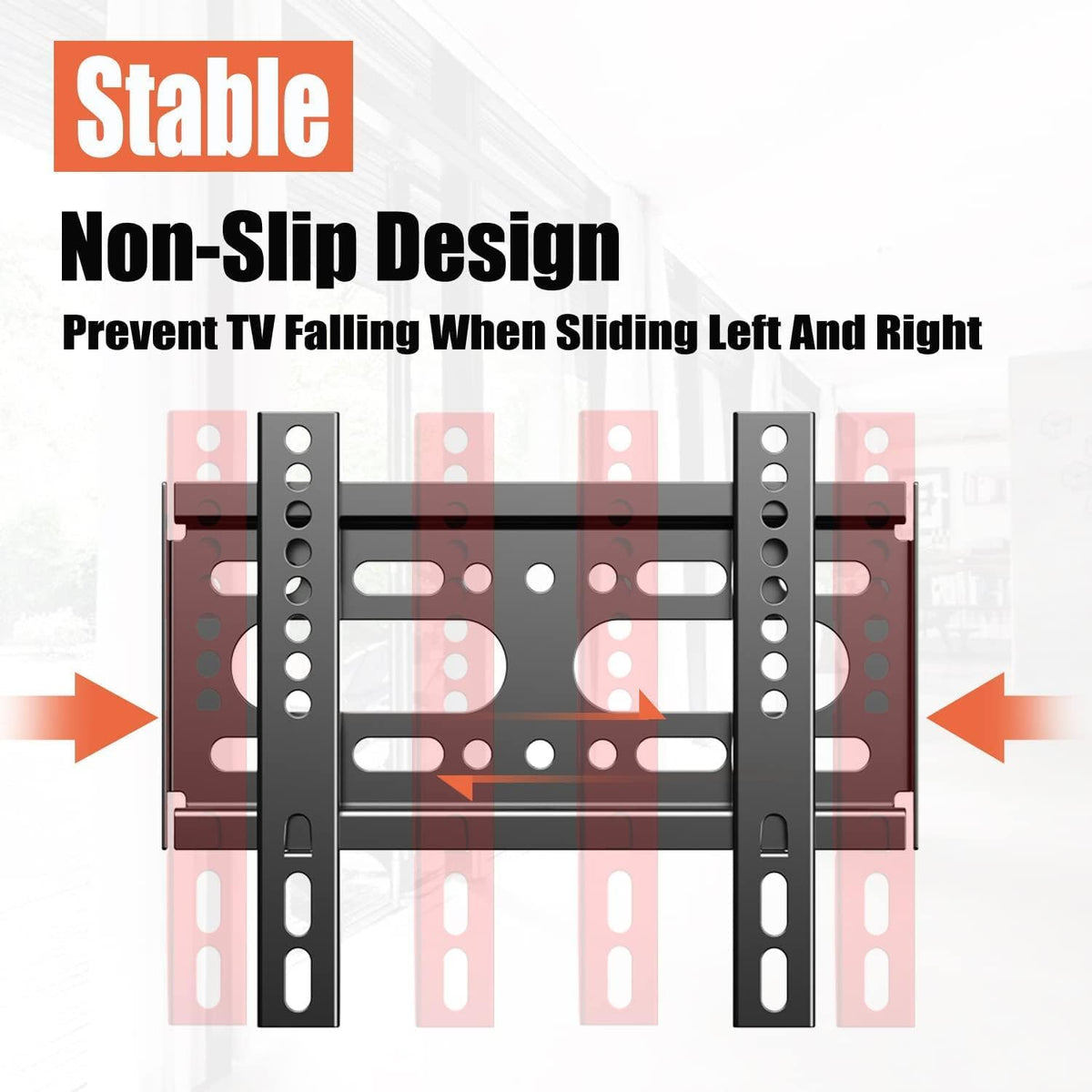 Universal VESA mounting slots on heavy duty steel television bracket