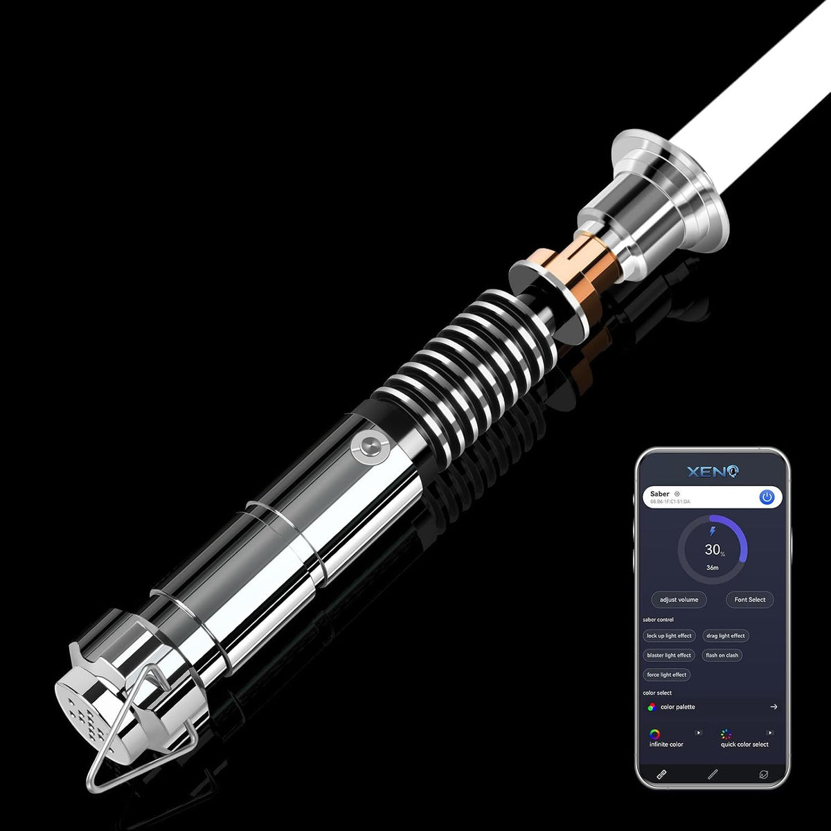 Adawlert lightsaber packaged neatly with accessories for cosplay.