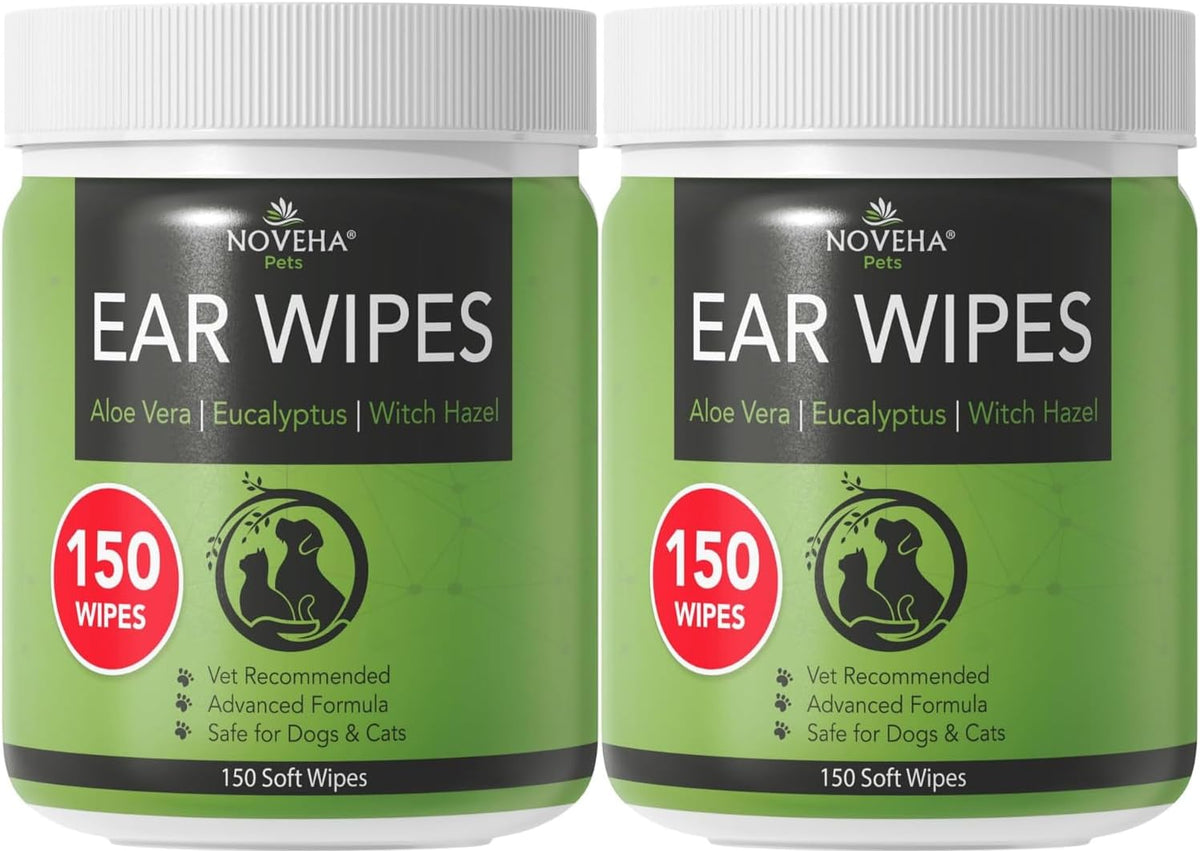NOVEHA 150PCs Dog Ear Cleaner Wipes, Daily Ear Cleaner for Dogs & Cats - Stop Ear Itching with Aloe, Eucalyptus & Witch Hazel Ear Wipes for Dogs - for Odor Control, Dirt and Wax Removal, Unscented - Image 9