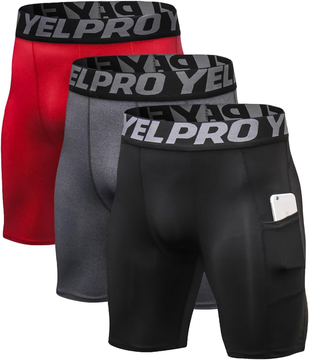 Queerier Mens Compression Shorts 3 Pack Spandex Running Shorts Sports Workout Base Layer Underwear Athletic Shorts - Image 13