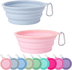 SLSON Collapsible Dog Bowl, 2Pack Macaron Color Pet Travel Bowls Silicone Foldable Water Feeder Dish for Small to Large Dogs Cat Walking Hiking Camping (Macaron Blue and Light Grey, Small) - Image 12