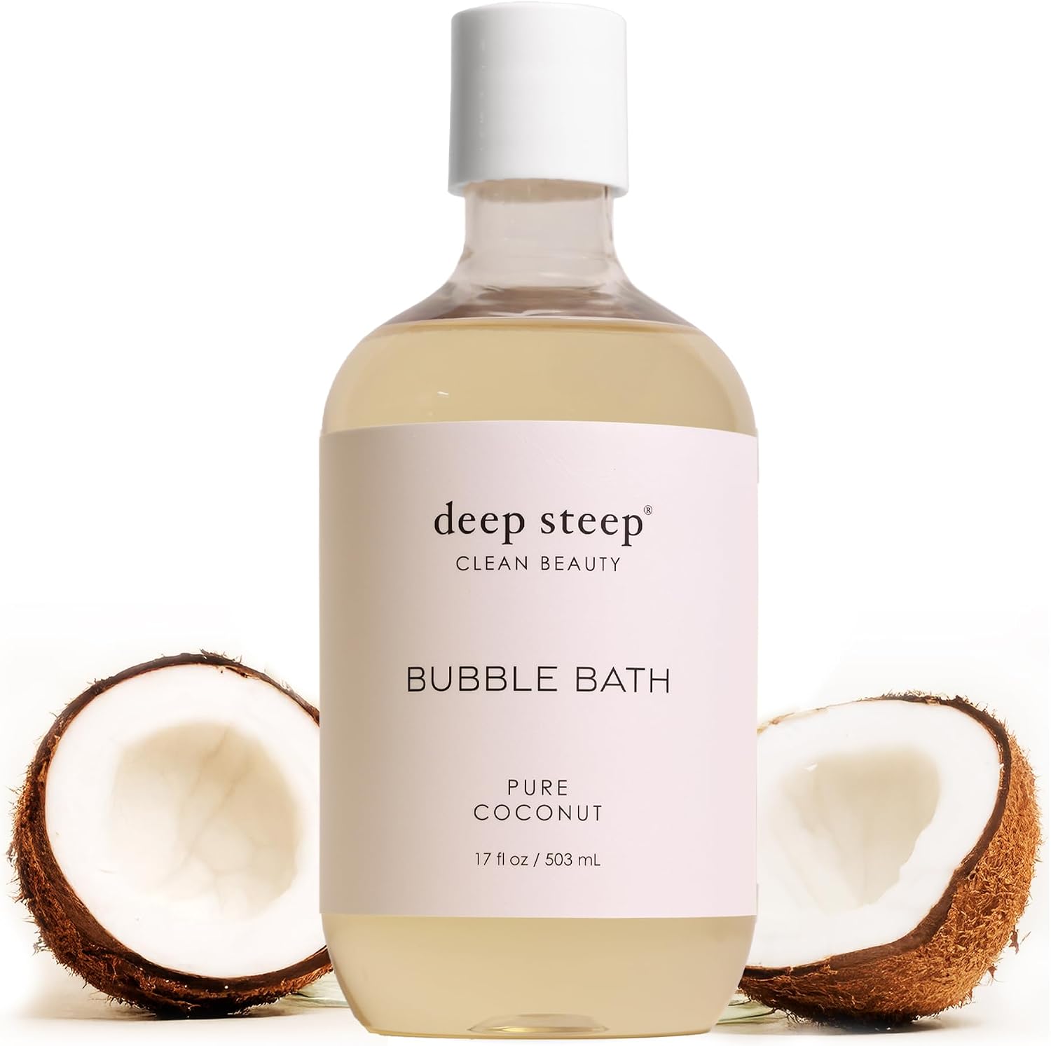 Deep Steep Pure Coconut Bubble Bath front view bottle