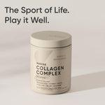 Marine collagen powder dissolving smoothly into a clear glass of water