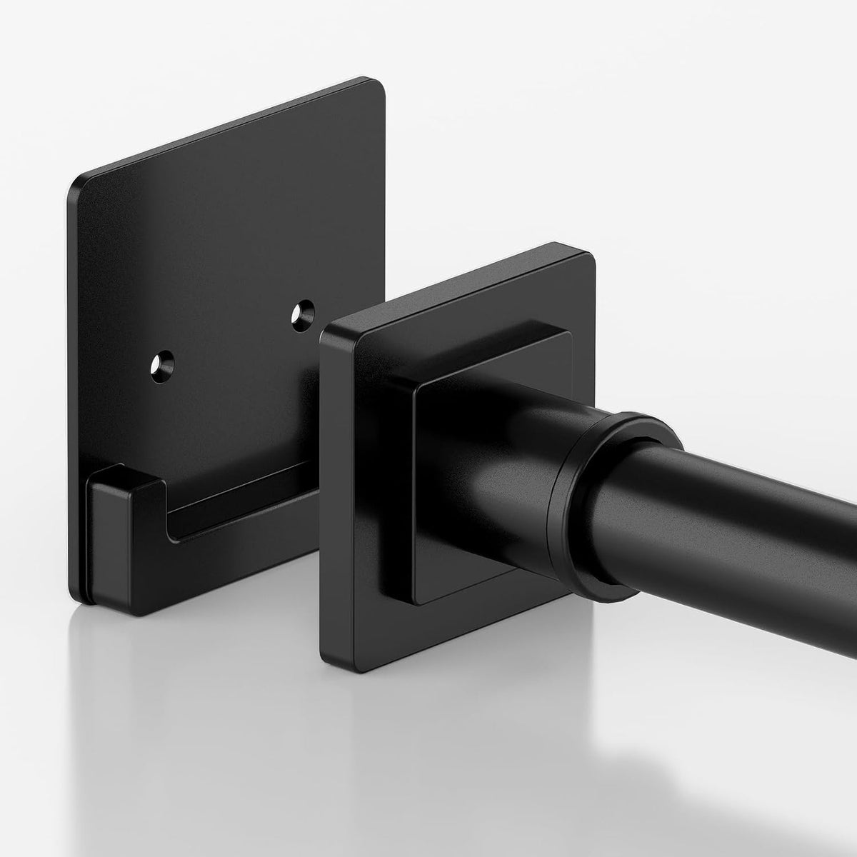 Uiosanrt matte black shower curtain rod front view in modern bathroom