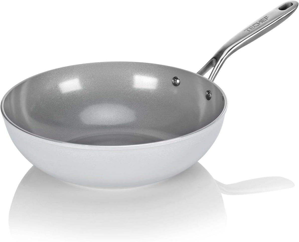 TeChef CeraTerra 12 Inch Ceramic Nonstick Wok Pan Front View