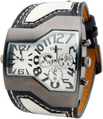 ShoppeWatch unique mens large dial dual time watch front view