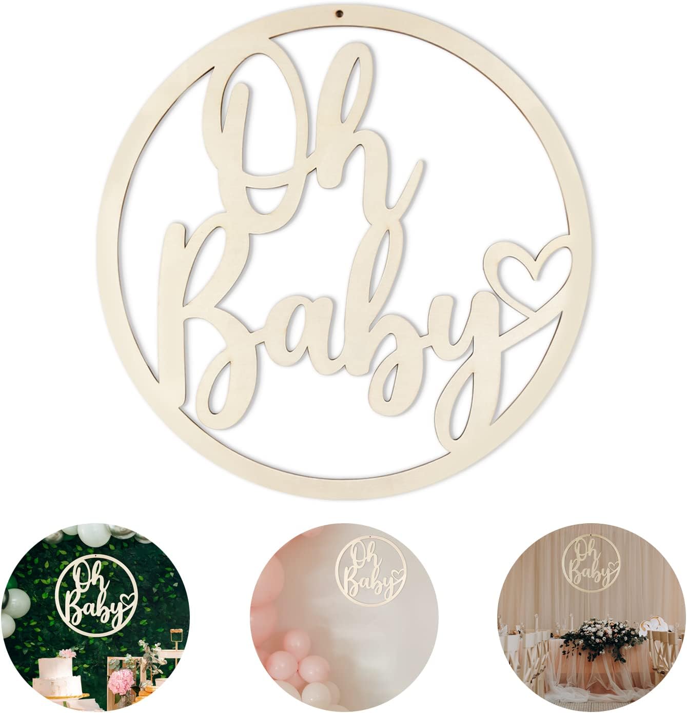 Hongma large wooden oh baby sign front view premium party backdrop decoration
