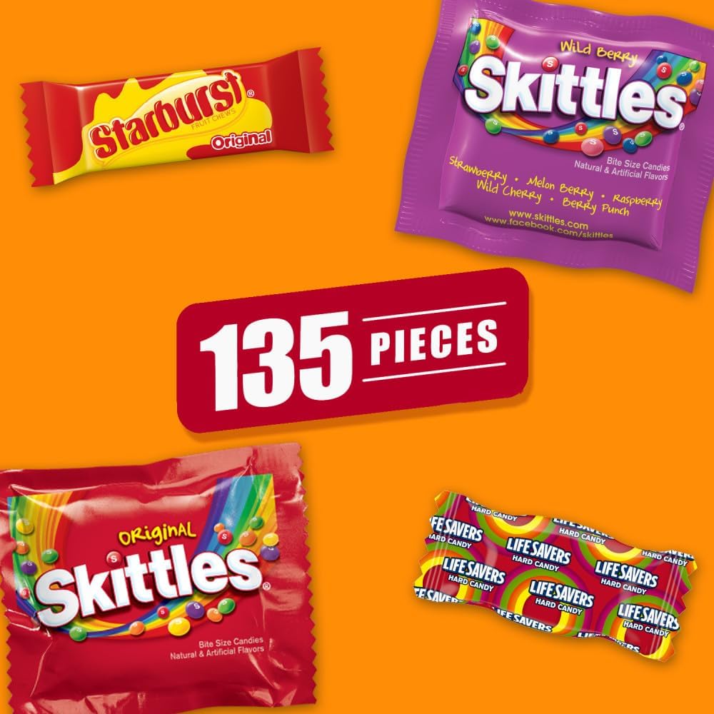 Starburst Original chewy candy pieces displayed next to their individual wrappers.