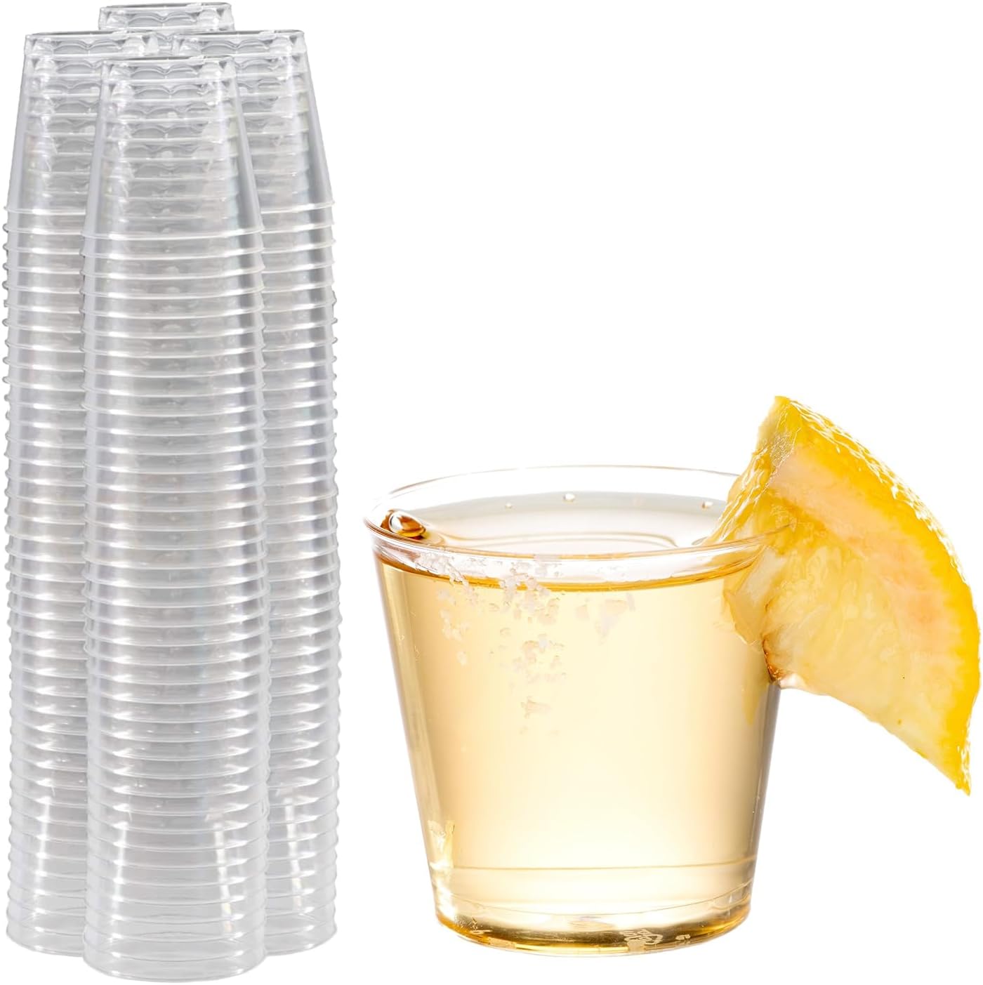 Prestee disposable plastic shot glasses 100 pack front view