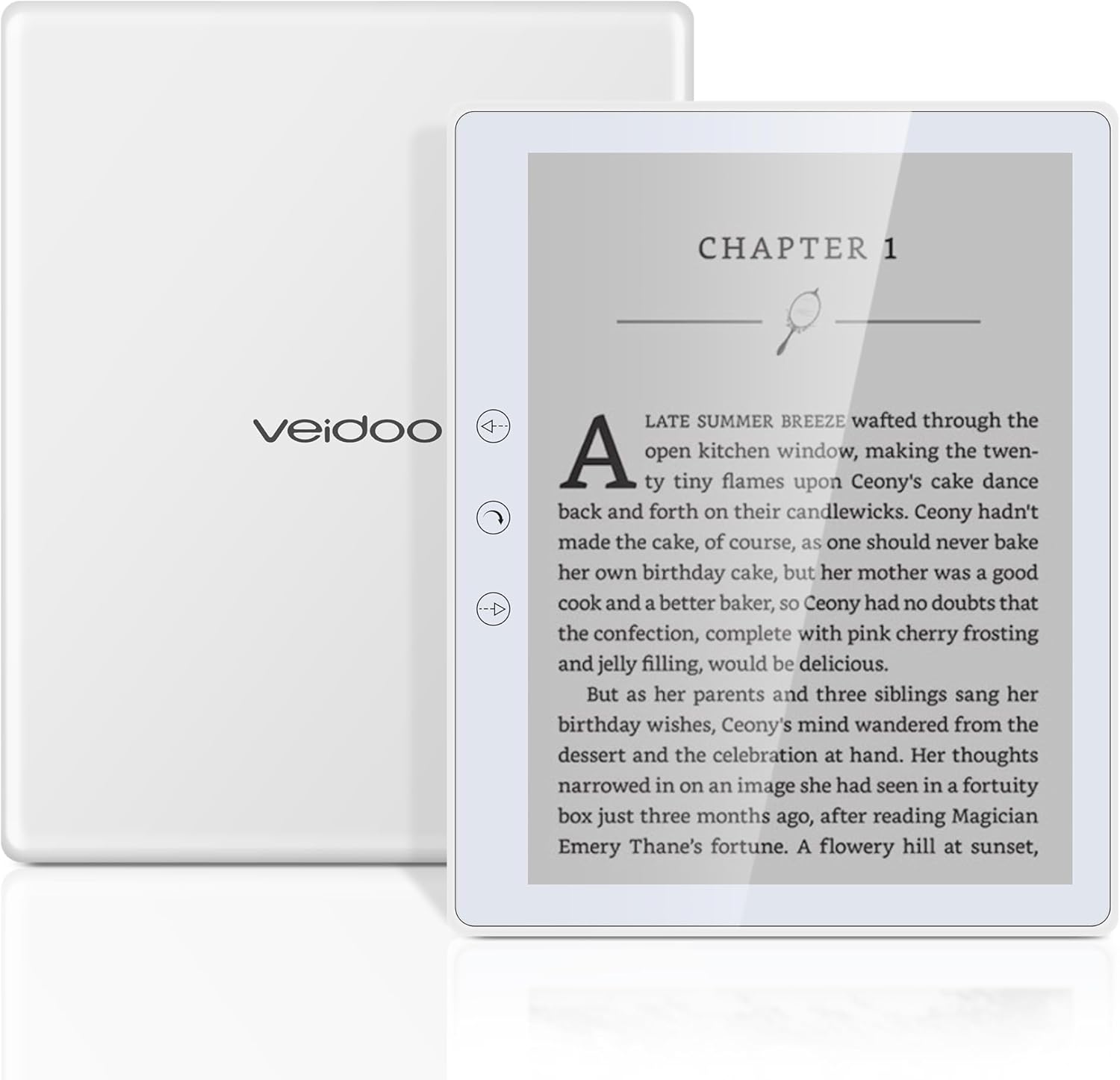 Veidoo 5.8 inch e-reader front view white bezel