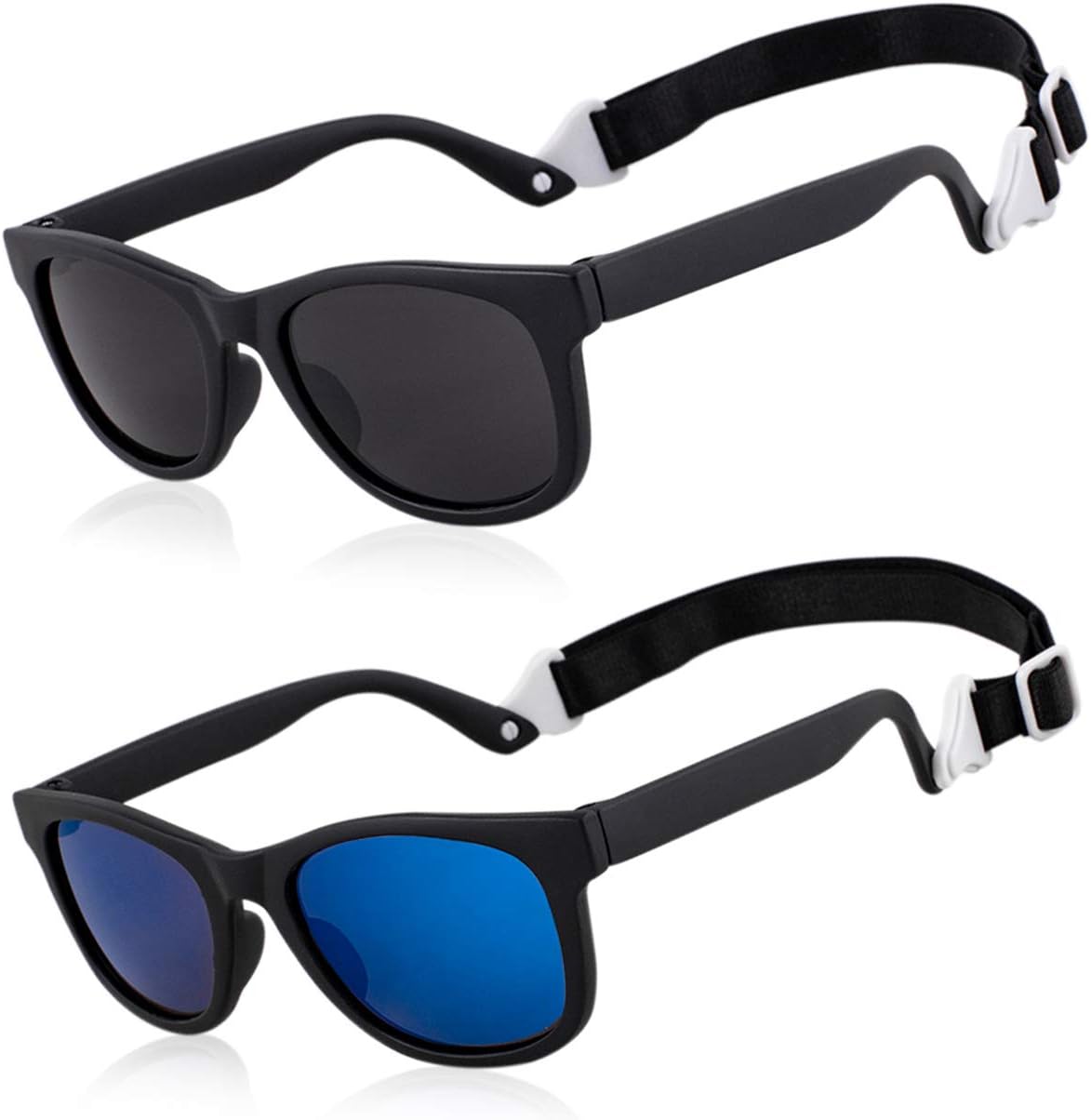 MAXJULI baby infant sunglasses front view black flexible frame with protective polarized lenses