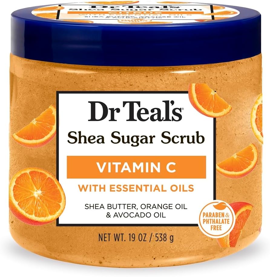 Dr Teal's Shea Sugar Body Scrub Citrus front view exfoliating skincare jar