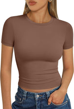 Trendy Queen Womens Short Sleeve T Shirt Buttery Soft Summer Tops Basic Tees - Image 12