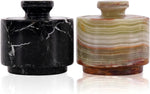 Marble Salt Cellar with Lid 3" White and Black Zebra Spice Jar For kitchen Counter Stone Salt Container and Salt, Pepper Bowls, Sugar Bowl For Table - Image 14