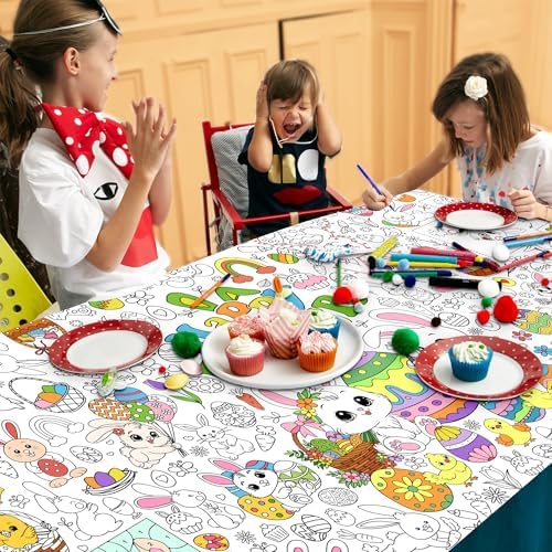 Full product packaging of the JOYGATHER spring activity tablecloth for kids highlighting its dimensions.