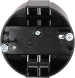 RACO ceiling fan box interior showing self-clamping wire entry clamps