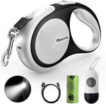 Retractable Dog Leash with LED Flashlight, Douexio Upgrade 3 in 1 Dog Leash Retractable for Small Medium Dogs Up to 66 lbs, 16ft, Anti-Slip Handle (Black-White) - Image 9
