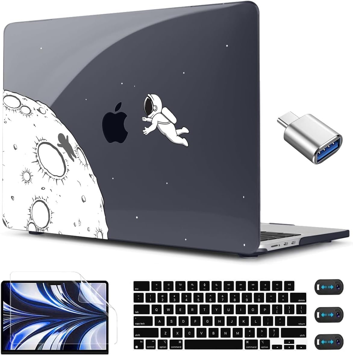 CISSOOK laptop case with astronaut pattern showing front lid cover detail.