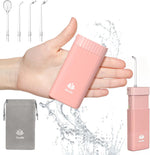 KOOLMAAX Caredite pink portable water flosser front view for travel dental care.