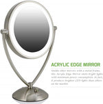 Ovente Lighted Tabletop Makeup Mirror 9.5 Inch LED Dimmable 1X 5X Magnifier 360 Adjustable Double Sided Battery USB Operated Bedroom Lamp Vanity Cosmetic Professional Large Nickel Brushed MLT45BR1X5X - Image 10