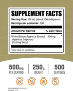 BulkSupplements mushroom powder dietary supplement label details