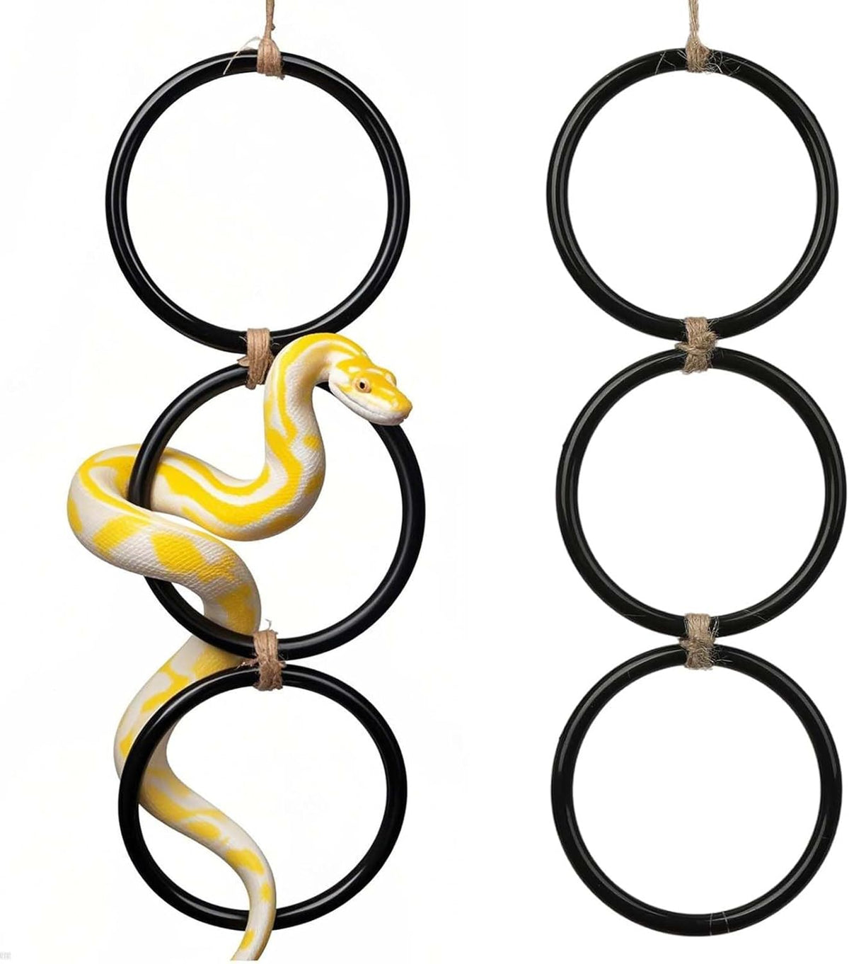 2 Pack Snake Climbing Rings for Ball Python & Corn Snake,Reptile Enrichment Toys for Snake,Ball Python Tank Decor, Reptile Tank Accessories for Bearded Dragon,Chameleon, Iguana, Gecko, Lizard (Black) - Image 1