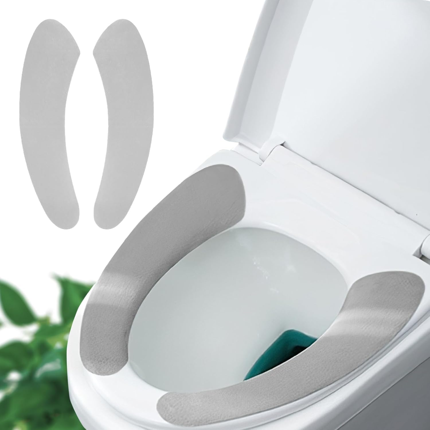 Iensen thin and warm toilet seat cover pad front view in grey color