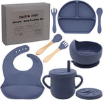 Dormlony silicone baby feeding set navy blue front view