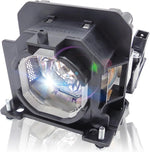 CTLAMP NP47LP replacement projector lamp with housing front view showcasing the premium bulb assembly.