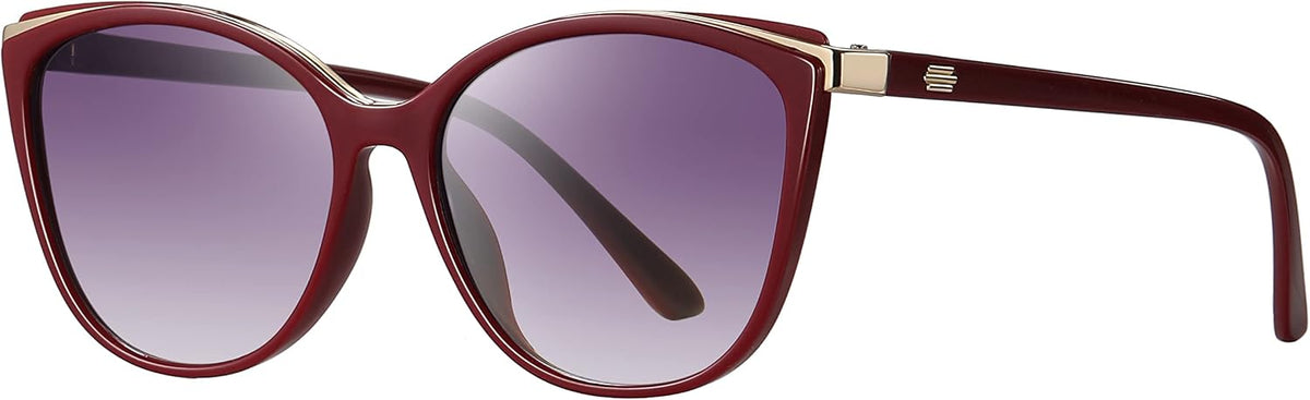 Colrea black cat eye sunglasses overhead flat lay