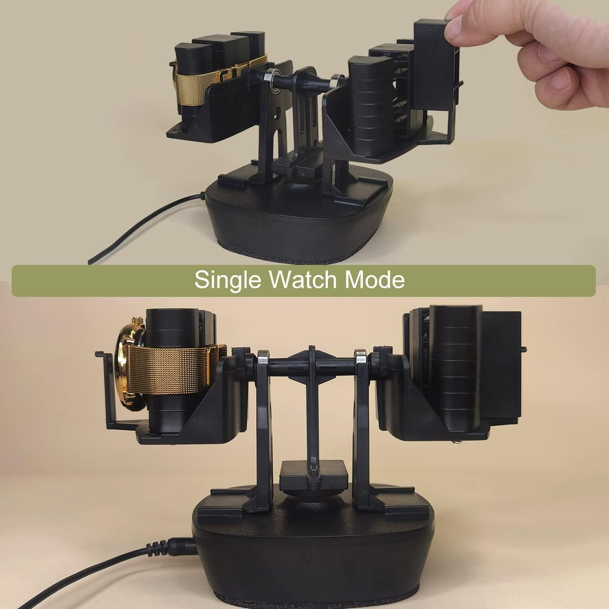 FEICHONGHO watch winder shown operating with a mechanical timepiece