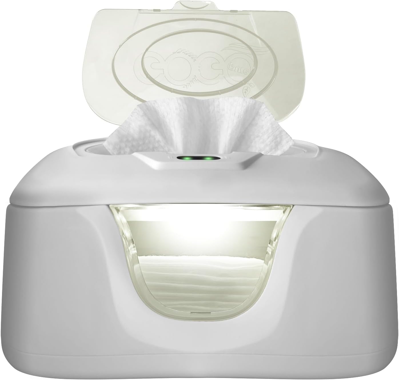 GOGO Pure Baby Wet Wipe Warmer front view showing LED light
