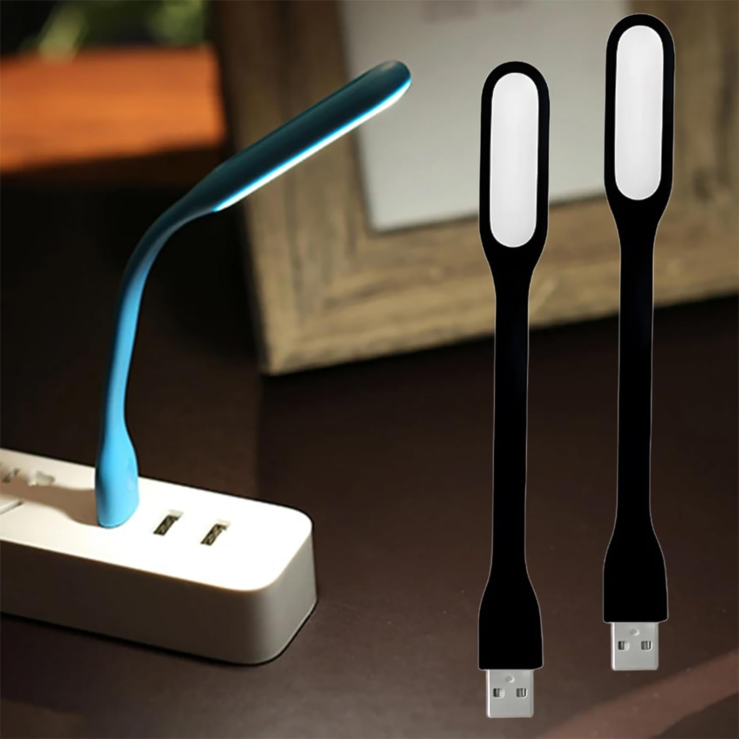 Boodgood mini USB light for keyboard front view displaying flexible black gooseneck