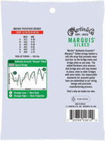 Martin light gauge acoustic guitar strings green and white box layout