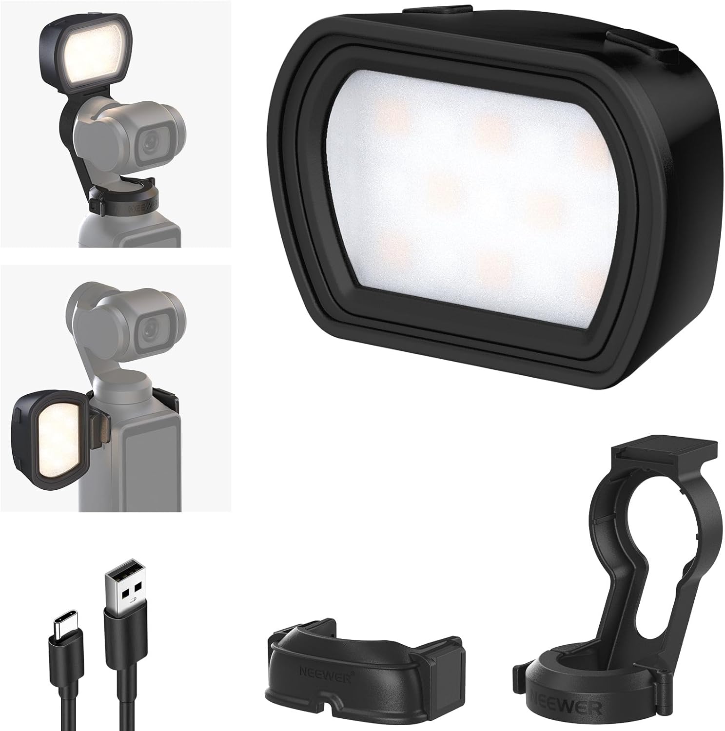 NEEWER Basics M21 Magnetic Auxiliary Light front view showing premium LED panel for vlogging