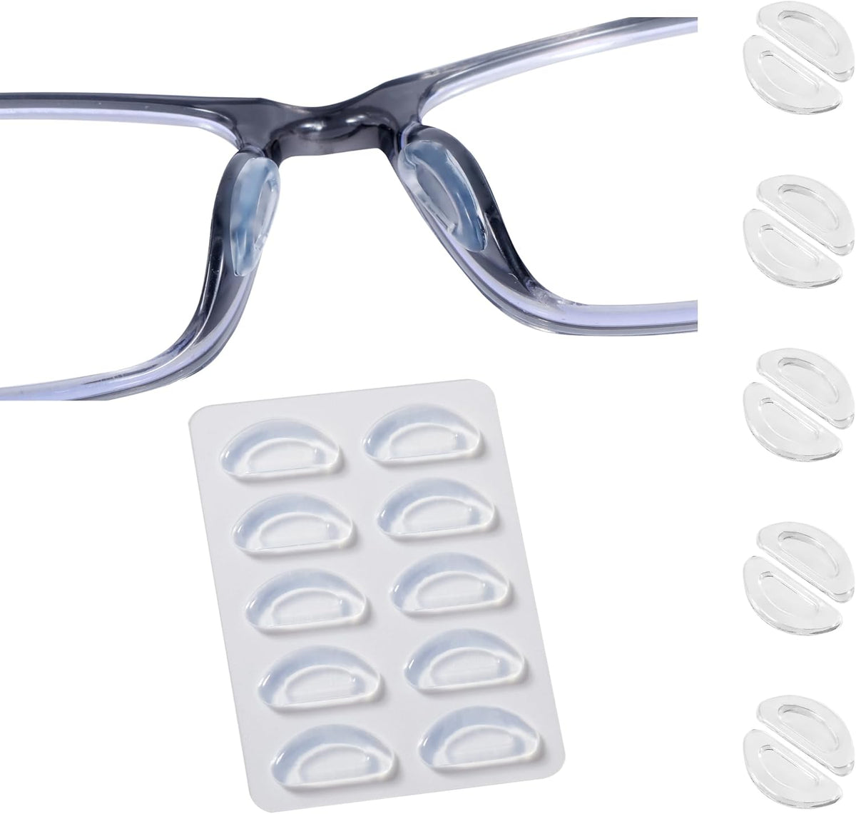 Gdnmpat upgraded soft silicone adhesive eyeglass nose pads front view packaging
