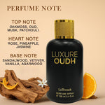 La French Luxure Oudh Perfume brand logo close up