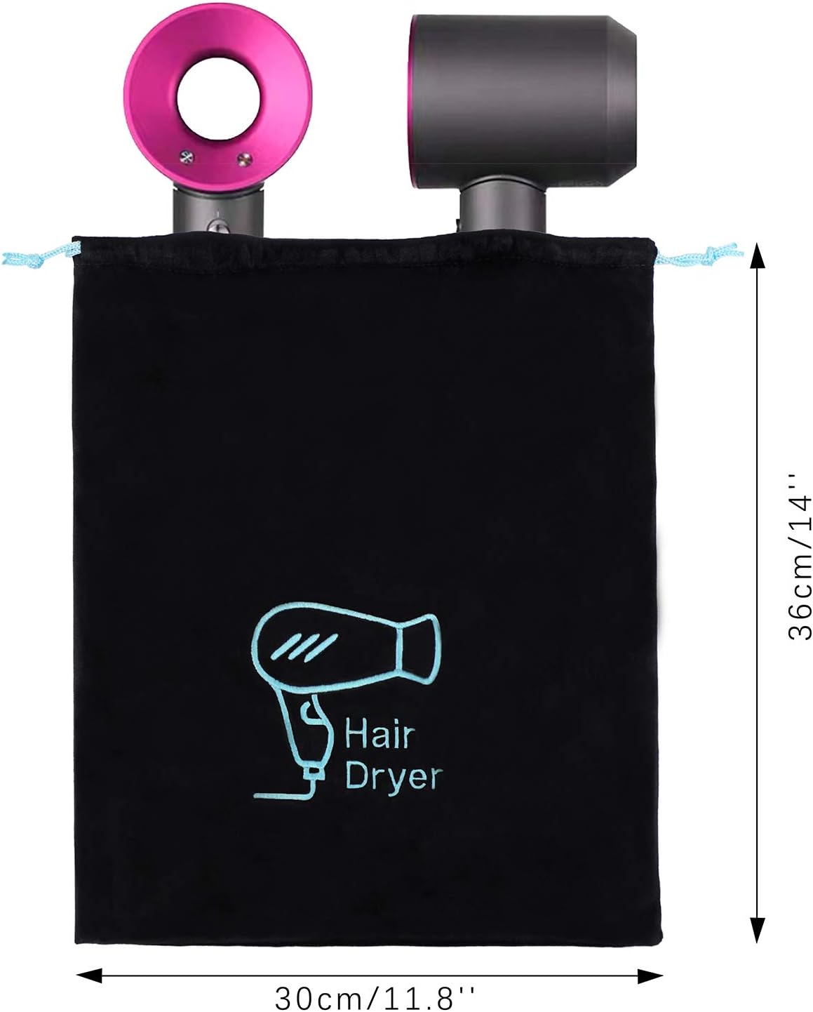 AKLVBL hair dryer bag showing drawstring closure detail