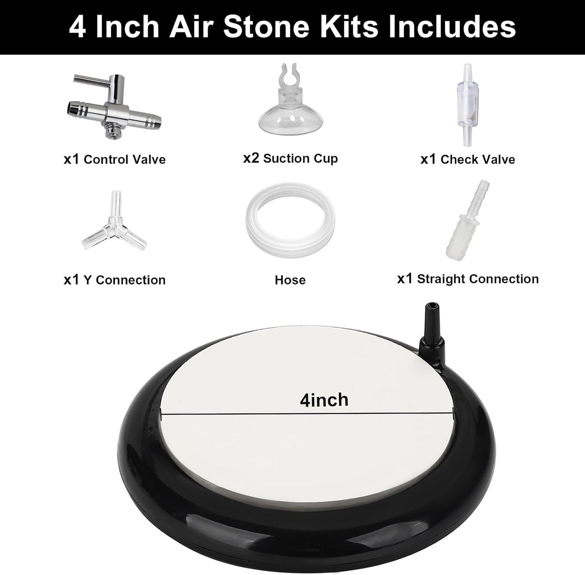 Four inch silent aquarium air disk with control valve accessories
