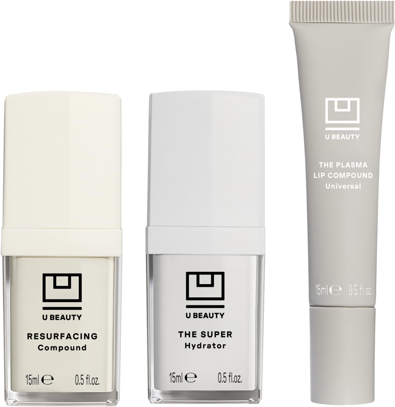 U Beauty 3-Piece Set - Resurfacing Compound 15mL + The SUPER Hydrator 15mL+ The PLASMA Lip Compound 15mL Anti-Aging Serum, Hydrating Cream & Contouring Lip Treatment with SIREN Capsule Technology - Image 1