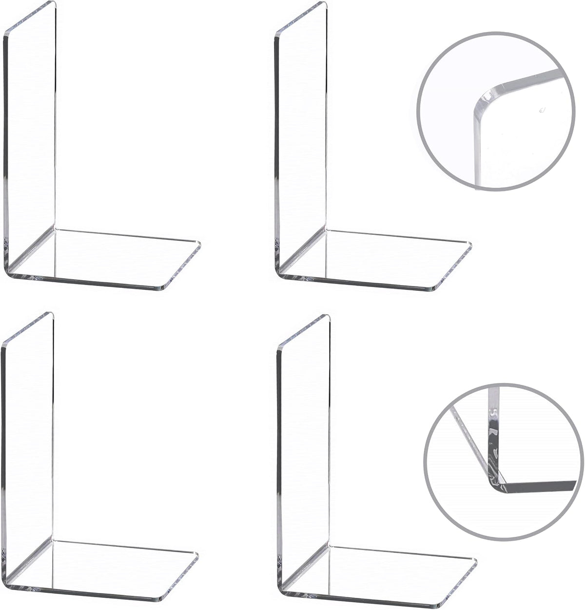 CY craft clear acrylic bookends front view desktop organizer