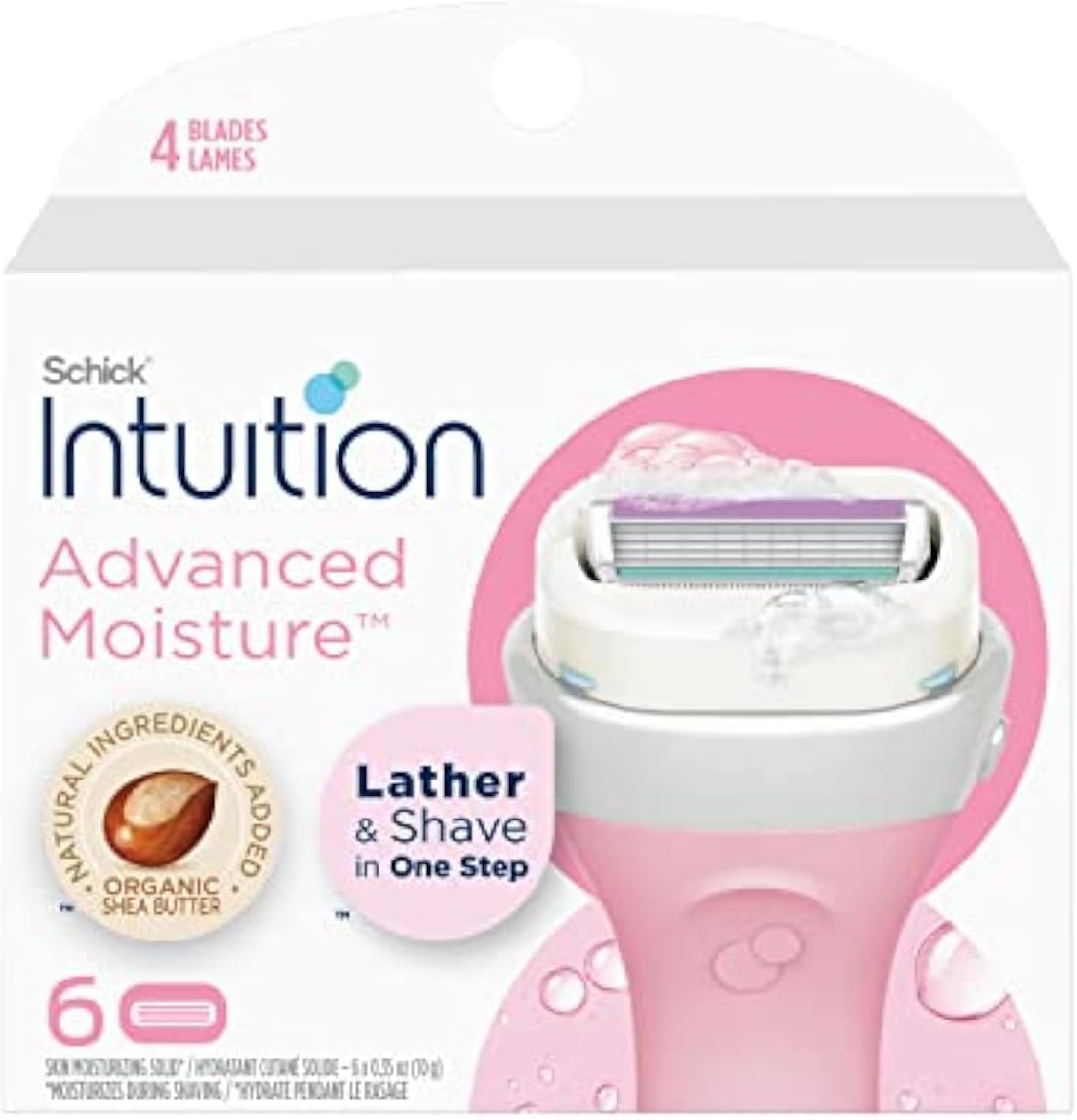Schick Intuition Advanced Moisture Womens Razor Refills front view packaging