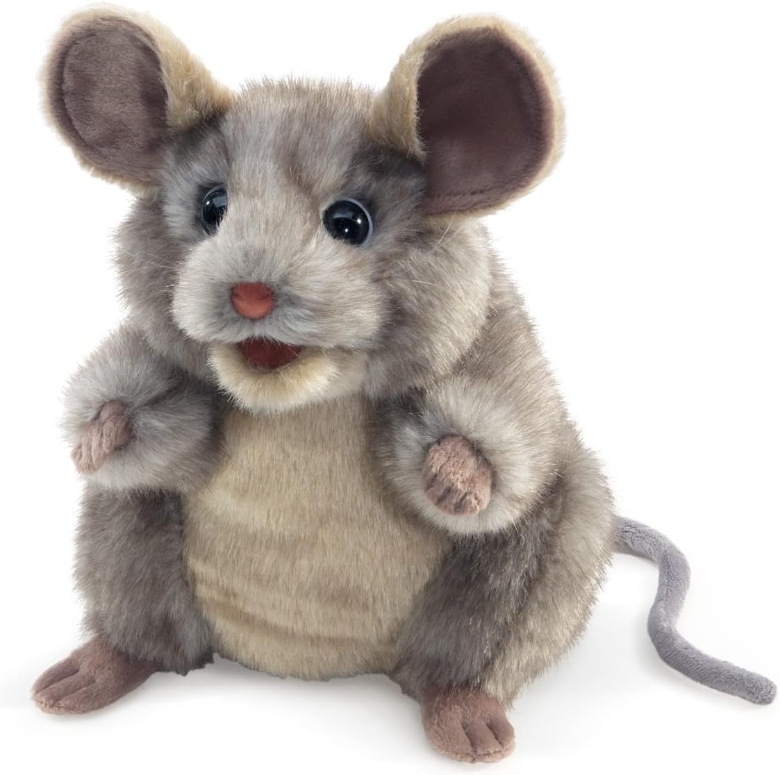 Folkmanis Gray Mouse hand puppet front view
