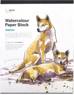 ETCHR watercolor paper block front view with 9x12 inch cold press packaging
