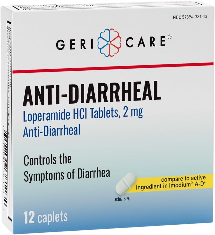 GeriCare Anti-Diarrheal Loperamide HCI 2mg, Controls Symptoms of Diarrhea, Easy to Take Caplets, Diarrhea and Stomach Relief, 24 Count (Pack of 1) - Image 1