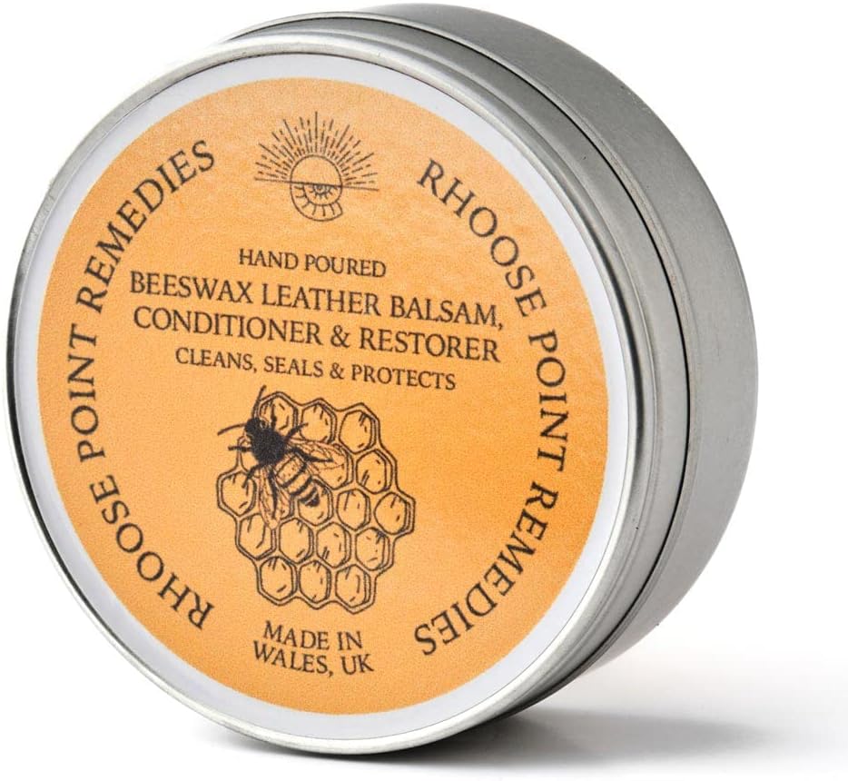 Beeswax Leather Conditioner Restorer & Polish - Hand Poured British Beeswax Balsam CLEANS SEALS and PROTECTS Handcrafted in Wales UK Rich Natural Leather Conditioner and Leather Restorer 3.50 Fl Oz - Image 1