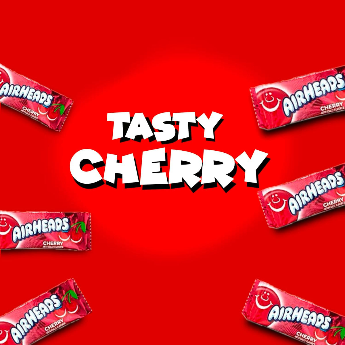 Back of Airheads Cherry Mini Bars 2 pound bulk bag displaying ingredients and nutrition