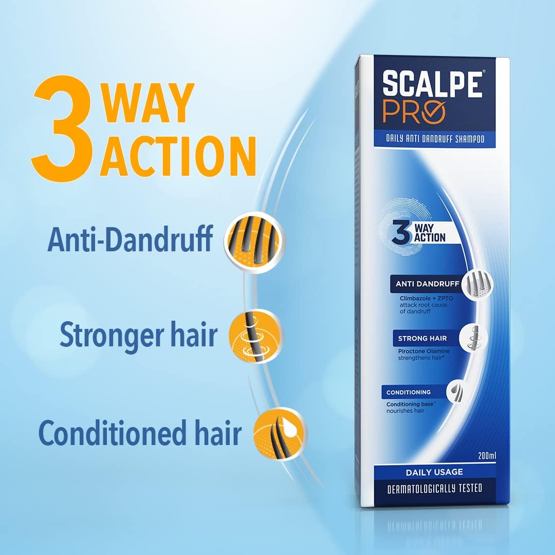 Scalpe Pro 200 Milliliters anti dandruff shampoo side view packaging