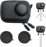 ULBTER mini bag case for DJI Osmo Action front view showing compact black leather exterior.